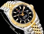 AR Factory Rolex Sky-dweller 42*14.5mm 316L Steel Two-tone Gold Jubilee Bracelet 9002 Movement Black Watch